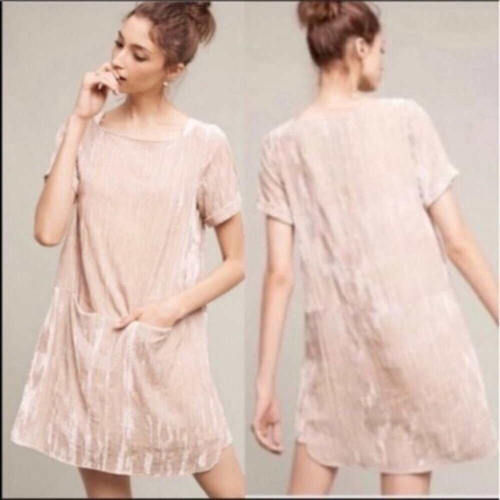 NWT Anthropologie Floreat Crushed Pleated Velour Dress Size XS